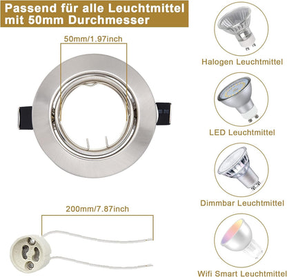 Allesgute 30er Set Einbaustrahler GU10 Einbauleuchte - Edelstahl Gebürstet