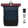 LARKSON No 4 Rolltop Rucksack mit 16 Zoll Laptopfach, blau-rot, wasserabweisend