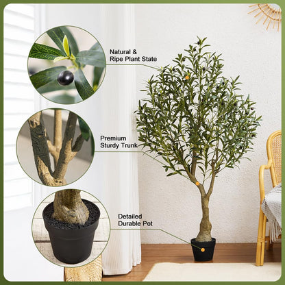 VeriNatural Künstlicher Olivenbaum 150 cm, Kunstpflanze mit Topf