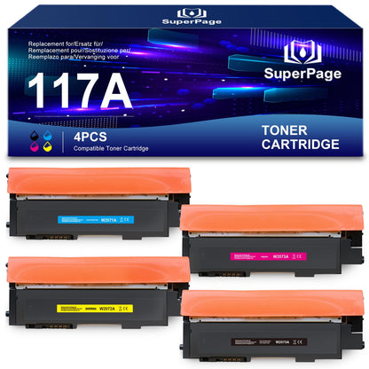 Superpage 117A Toner Set 4er-Pack kompatibel für HP Color Laser MFP, Tonerkartuschen in Schwarz, Cyan, Magenta und Gelb