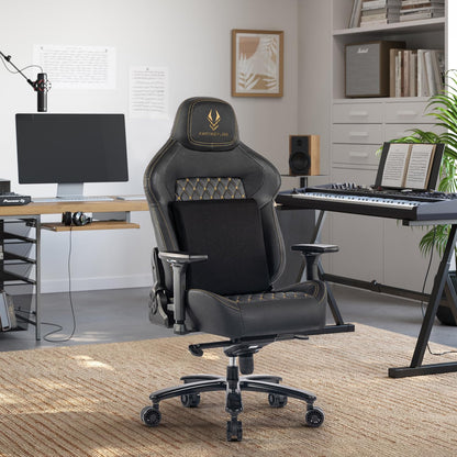 Fantasylab Gaming Stuhl 200KG Bürostuhl Chefsessel - Schwarz/Golden