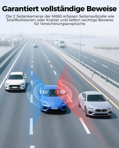 AZDOME 4K 4-Kanal 360° Auto Dashcam – 128GB eMMC Speicher
