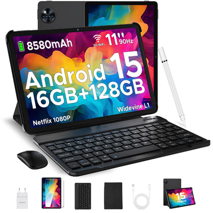 DOOGEE U11 (2025) Android Tablet 11 Zoll 16/128GB - Keyboard Set. Rechteckiges Tablet mit angeschlossener Tastatur für mobiles Arbeiten und Medienkonsum.