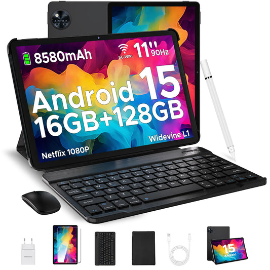 DOOGEE U11 (2025) Android Tablet 11 Zoll 16/128GB - Keyboard Set. Rechteckiges Tablet mit angeschlossener Tastatur für mobiles Arbeiten und Medienkonsum.