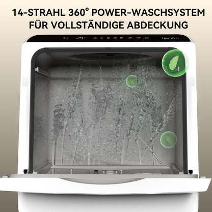 Hermitlux HMX-DW03 Mini Geschirrspüler, 5 l Wassertank, weiss