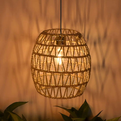 EcoGehen Rattan Hängelampe, batteriebetrieben, 3er-Set, IP66