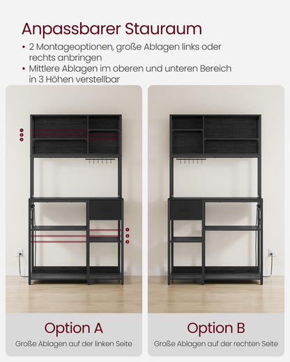 VASAGLE KKS027B02 Küchenregal mit Steckdosen – Anthrazit