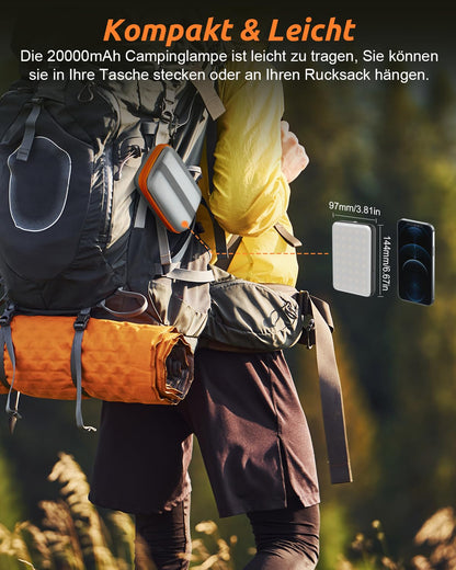 Eventek LED Campinglampe PB200, 4000 Lumen, 20000 mAh Powerbank