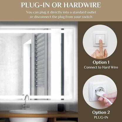 Clevich Badspiegel mit LED Beleuchtung 80x60 cm