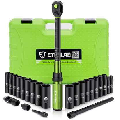 ETOOLAB 1/2" Drehmomentschlüssel Steckschlüsselsatz 20-230Nm, 24tlg.