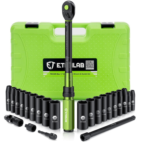 ETOOLAB 1/2" Drehmomentschlüssel Steckschlüsselsatz 20-230Nm, 24tlg.