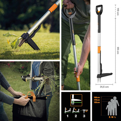 Fiskars Smart-Fit Teleskop-Unkrautstecher Schwarz/Orange
