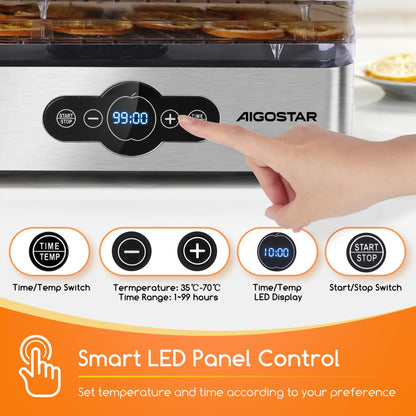 Aigostar Crispy Dörrautomat - Edelstahl, Temperatur & Timer