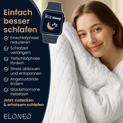 ELONEO Gewichtsdecke 135x200 cm 11 kg aus 100 % Baumwolle