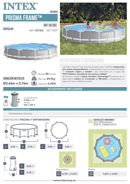 Intex Prism Frame Aufstellpool Set 12Ft x 30In