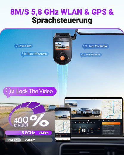 VANTRUE S1 PRO MAX 4K STARVIS 2 Dashcam Auto Vorne 5G WLAN