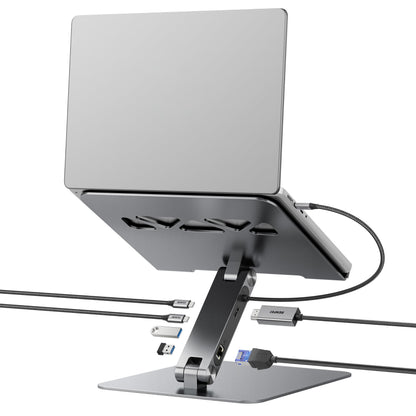 BENFEI Laptop Ständer mit 6-in-1 USB-C Dockingstation, 4K HDMI, Aluminium, höhenverstellbar