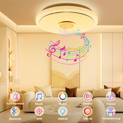 TOPPLEE LED Deckenleuchte dimmbar RGB Sternenhimmel mit Fernbedienung