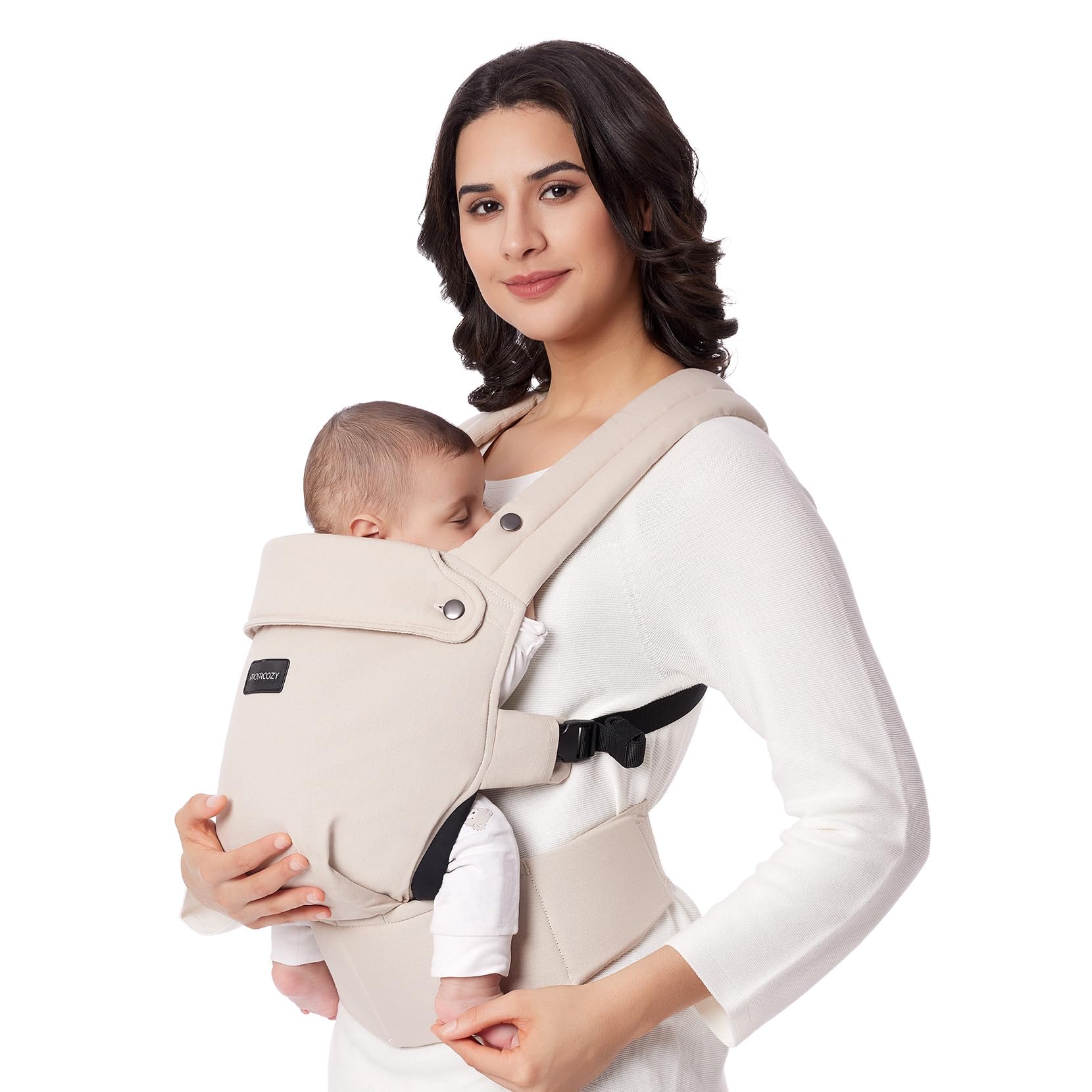 Momcozy Babytrage – Ergonomisches Tragesystem Kleinkind 3-20 kg. Graue Komforttrage zum Tragen von Babys und Kleinkindern.
