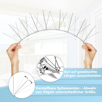 AOKKR Taubenabwehr Spikes Edelstahl 6,6 m 20-teilig für Dach, Balkon
