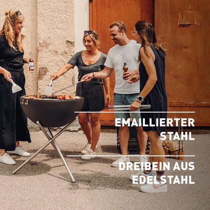 höfats Bowl 70 Feuerschale mit Edelstahl Dreibein - Schwarz Ø 70 cm