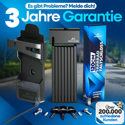 NEXTCOVER FoldOne Fahrrad Sicherheits-Faltschloss SteelSecure – 120cm