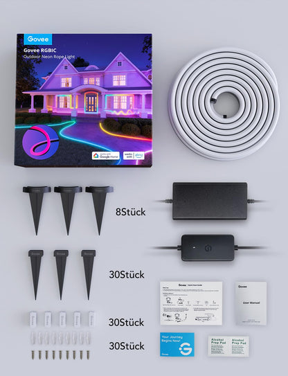 Govee Outdoor Neon LED Streifen Gartenbeleuchtung – 10m RGBIC IP67