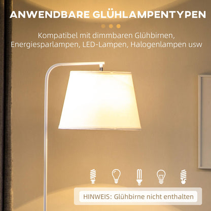 HOMCOM Stehleuchte mit 2 Ablagen - Metall Weiss 162 cm