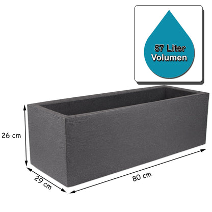 BigDean Pflanzkübel 80x30 cm Granitstein-Optik Anthrazit frostsicher