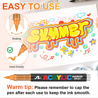 Laconile Acrylstifte Set 120 Farben – Wasserfest Brush Tip