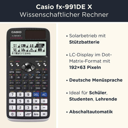 Casio fx-991DE X Classwiz Taschenrechner inkl. schwarzer Schutztasche