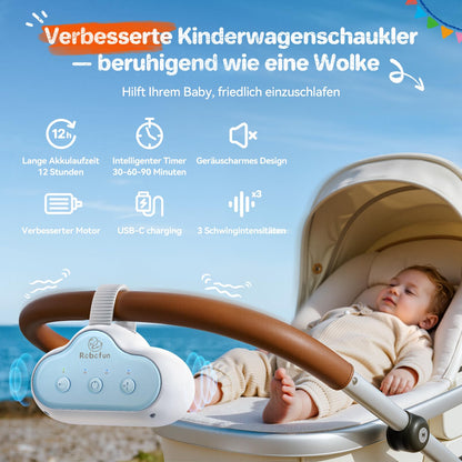 Robofun Kinderwagenschaukler Einschlafhilfe Baby mit USB-C & Timer