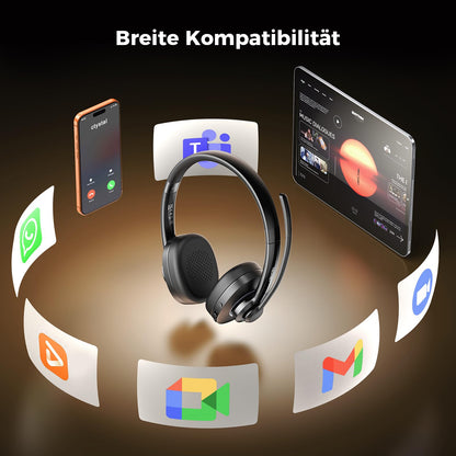 TECKNET V6.0 Bluetooth Headset mit Mikrofon, AI Noise Cancelling