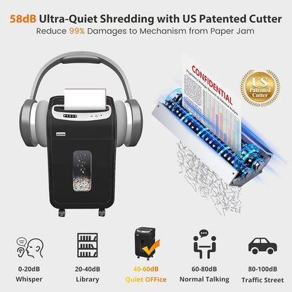 VidaTeco Mikro-Cut 18 Blatt P4 Aktenvernichter - Schwarz