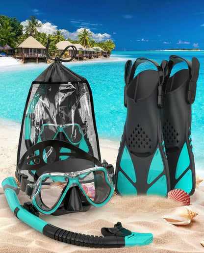 Zenoplige Schnorchelset Erwachsene 3-in-1 mit Tauchmaske und Flossen