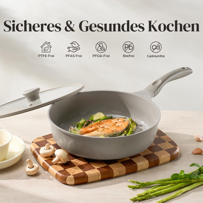 Redchef Keramik Pfanne – 28cm mit Deckel Induktion Antihaft