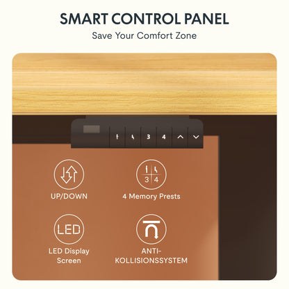 FLEXISPOT Stehschreibtisch 160x80cm Ahorn Schwarz