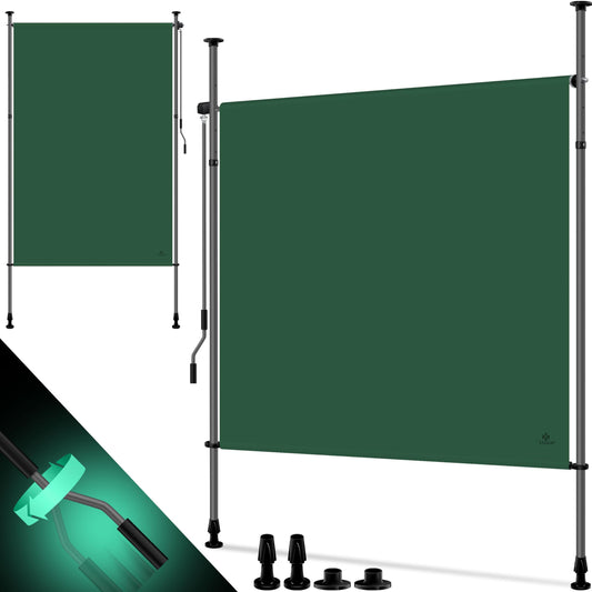 KESSER® Klemmmarkise Senkrechtmarkise 150x310cm Dunkelgrün. Schützt vertikal als Sonnen- und Sichtschutz an Balkon/Fenster.