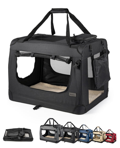 lionto Hundetransportbox faltbar, 82x58x58 cm, schwarz, bis 18 kg