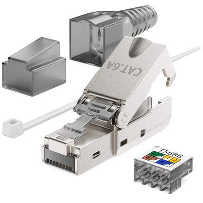 deleyCON CAT 6a RJ45 Netzwerkstecker LSA - Geschirmt, Starrkabel, 24 Stk.