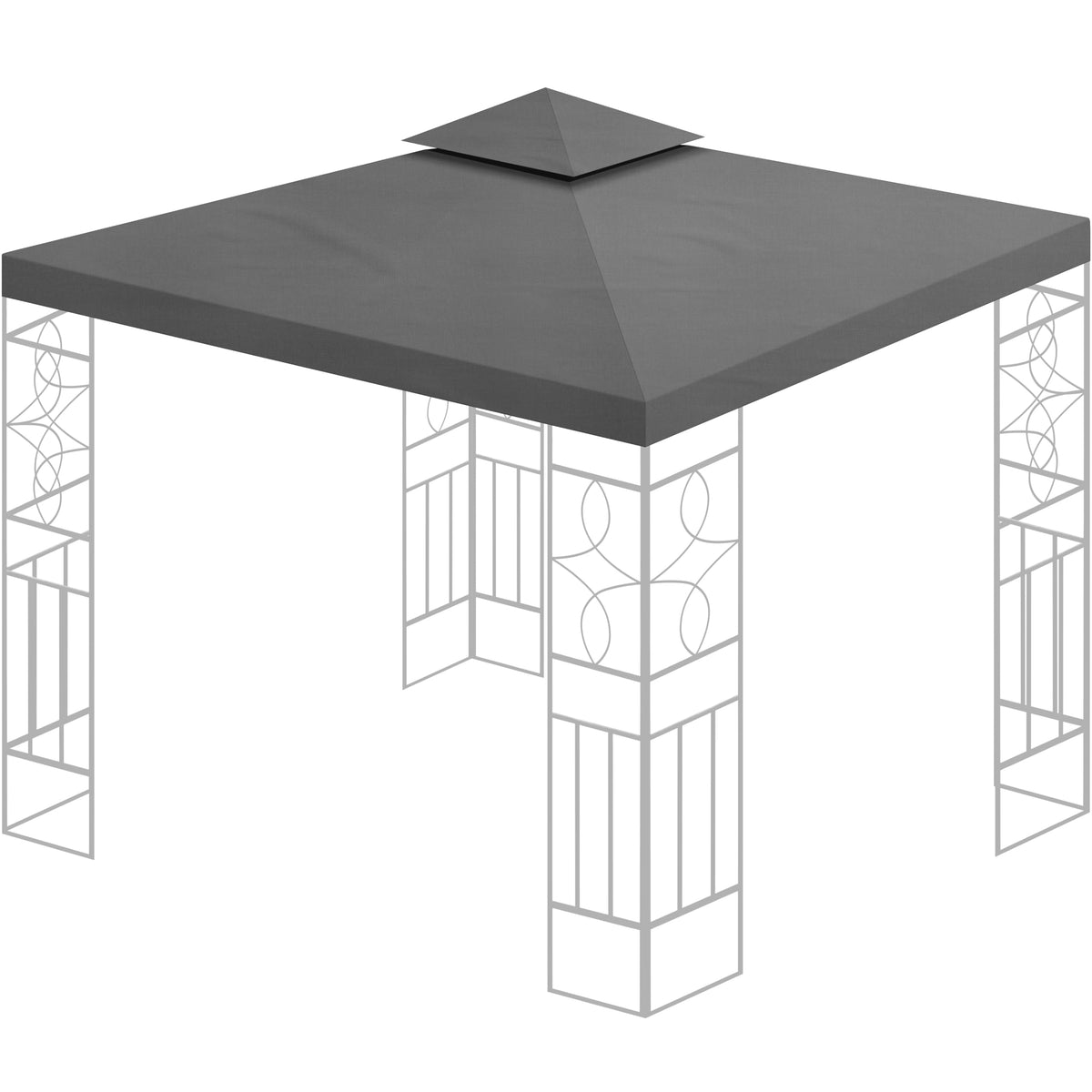 habeig Ersatzdach für Pavillon 3x3 m, PVC-beschichtet, anthrazit, zweiteilig mit Luftablass-Aufsatz