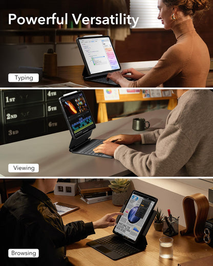 ESR Rebound 360 iPad Pro 13 Zoll M4 2024 Tastaturhülle Schwarz