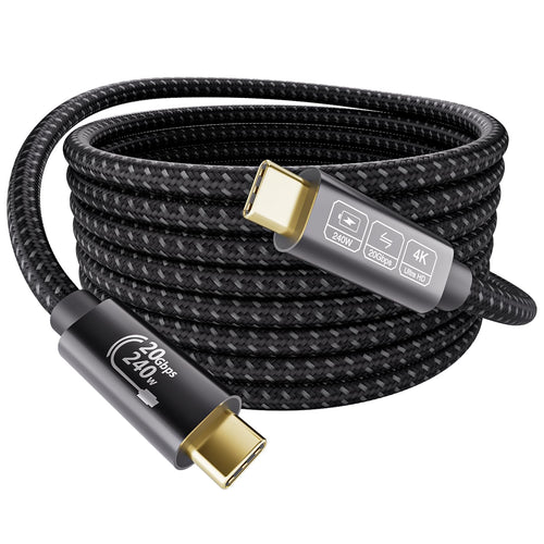EUDOBEL USB-C-Kabel 5 m, 20 Gbps, 240 W PD 3.1, 4K/5K Video mit Nylongeflecht und Aluminiumgehäuse