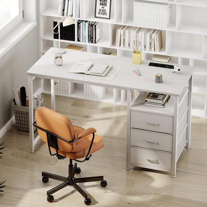 ODK Schreibtisch 120x48cm mit 3 Schubladen, Steckdosen, USB – Weiss