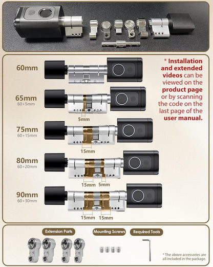 Smart Lock Fingerabdruck Haustürschloss – 60-90mm verstellbar