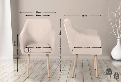CLP Esszimmerstuhl Utrecht | Beige Stoff | Natur Holz