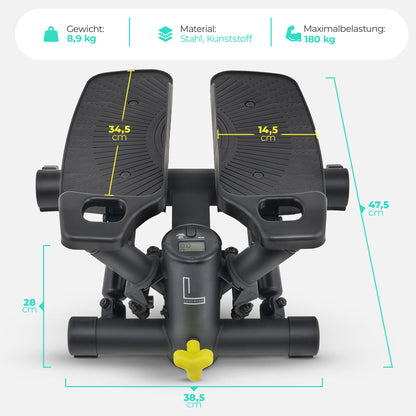 LANDWEHR Stepper Fitnessgerät für Zuhause - Schwarz 180kg