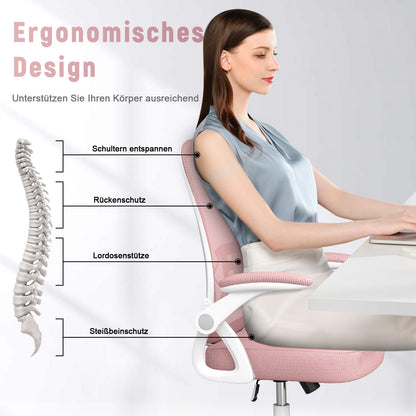 rattantree Ergonomischer Bürostuhl mit Lendenstütze – Rosa