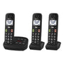 Panasonic KX-TGU133EXB Schnurlostelefon AB – 3 Mobilteile, Schwarz. DECT-Telefonset für Festnetz, mit integriertem Anrufbeantworter.