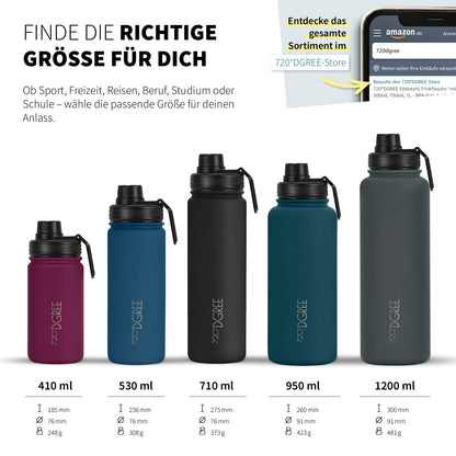 720°DGREE noLimit Trinkflasche Edelstahl 1,2 l – Thermosflasche